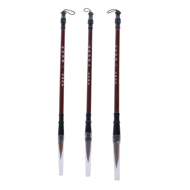 1pc chinês caligrafia escovas caneta lobo escova de escrita de cabelo punho de madeira