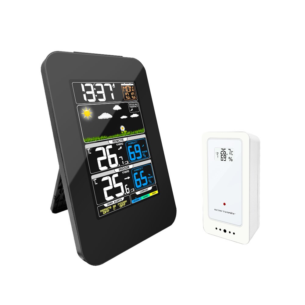 Draadloze Weerstation, Digitale Weerstation Hygrometer Indoor Outdoor Thermometer Weersverwachting Klok