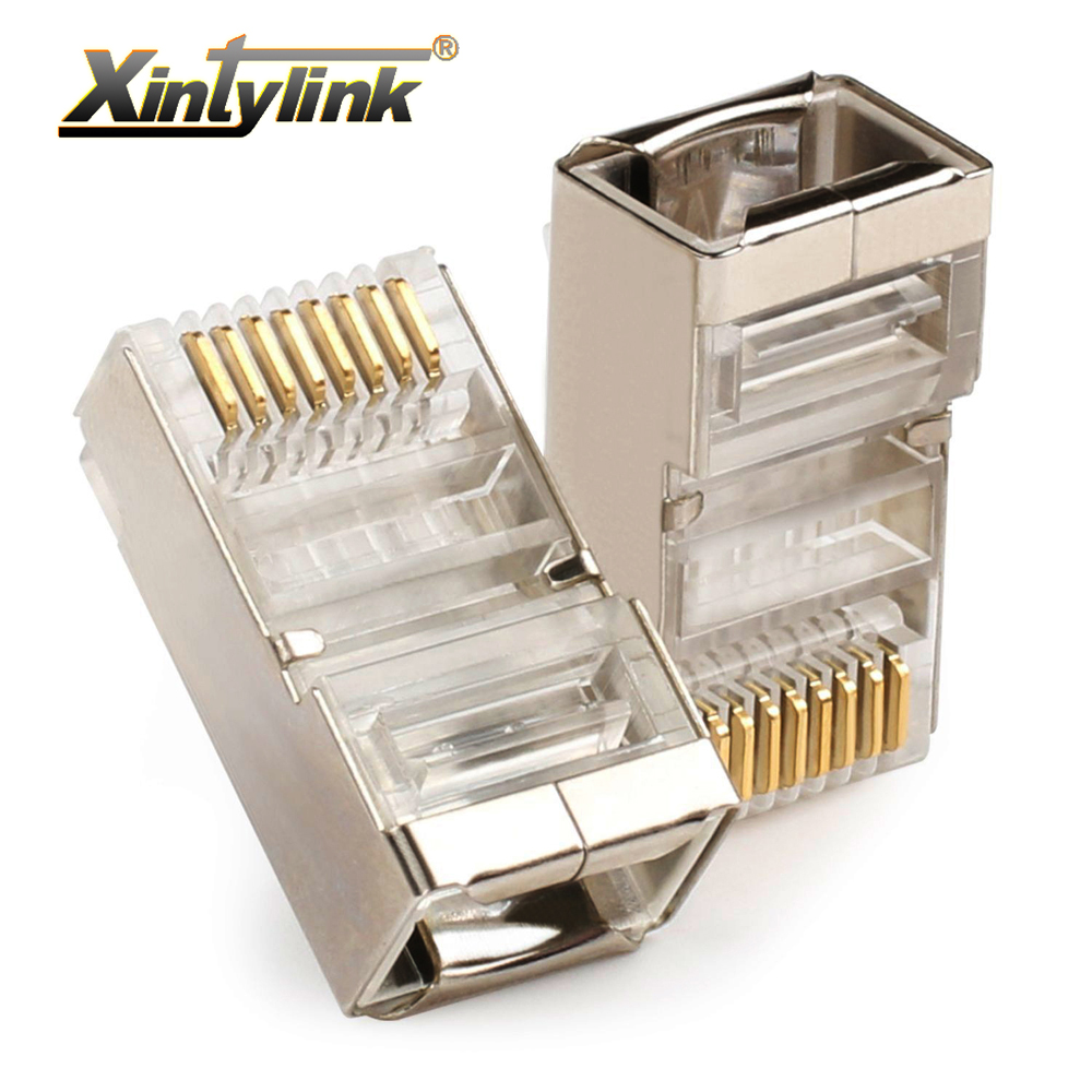 Cat 5e xintylink ethernet-kabelkontakt  rj45- plugg hann nettverk rg  rj 45 stp skjermet kontakt keystone cat 5 lan-kontakt 50/100 stk.