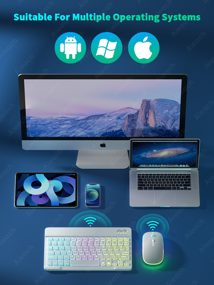 Trådløst bluetooth-tastatur til nettbrett, mobiltelefon, vinduer, android, ios, nettbretttastatur, ultralett, slankt, bakgrunnsbelyst ipad-tastatur