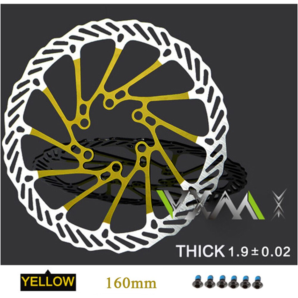 VXM Schijfremrotor 203/180/160/140/120mm 6 Inch G3 Rvs Rotor disc Voor Mountain Road Cruiser Fiets fietsonderdelen: Yellwo 160MM