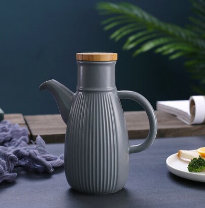 Japońnarty styl ceramiczne ocet bar oleju robić przechowywania butelek przybory kuchenne szczelny przyprawy butelki sosu sojowego PotLF387: Szary