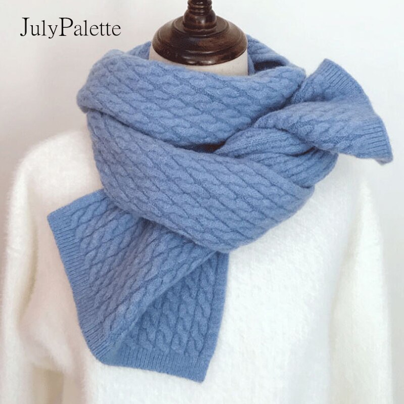 Julypalette Solid Twist Sjaal Vrouwen Herfst Winter Kasjmier Warme Gebreide Sjaals Lange Vrouwelijke Sjaals Pashmina Sjaal 10 Kleuren
