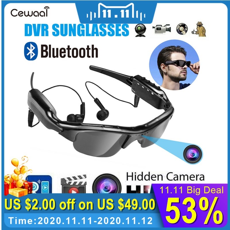 1080P Mini Bluetooth Camera Zonnebril Eyewear Digitale Video Recorder Camera Camcorder Video Zonnebril Dvr Met Oortelefoon