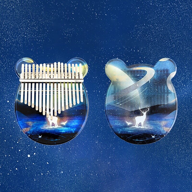 Kalimba acrylique peint à la , 17 touches, Piano à pouce Transparent avec bâton de marteau, étui pour débutant