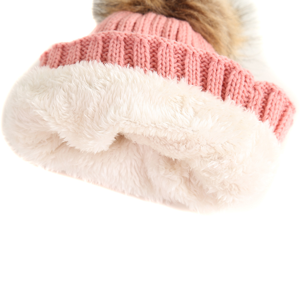 Baby lodret hat tørklæde børn varme vinterkapper tyk plus fløjl hat og tørklæde sæt til piger drenge pels pompon bold strikket beanie