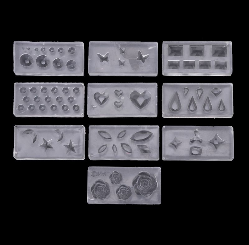 10Pcs DIY Nail Art Silicone Mold Leaves Flower Template Acrylic UV Gel DIY Tools