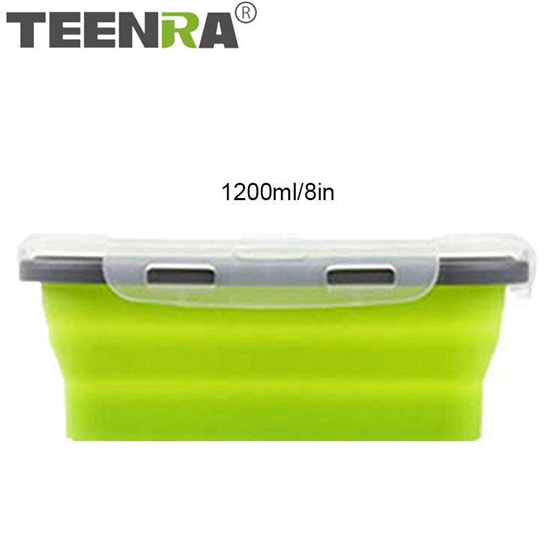 TEENRA Silicone Collapsible Lunch Box Set Silicone Food Container Storage folding Food Bento Lunch Box Microwave Dishwasher Safe: Gray-green 1200ml