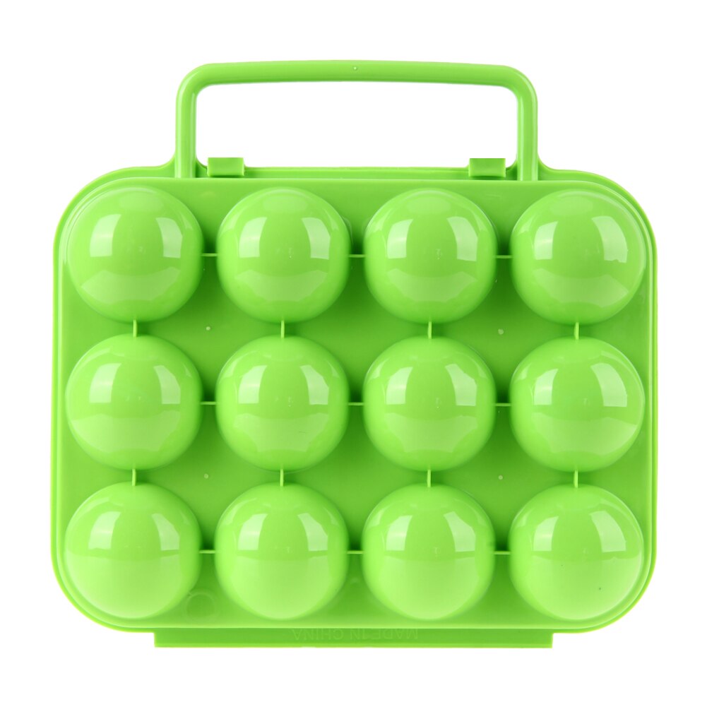 2/4/6/12 Grids Egg Storage Box Home Kitchen Organizer Egg Holder Container Case Portable Outdoor Camping Picnic Eggs Boxes Case: Green 12 Grids