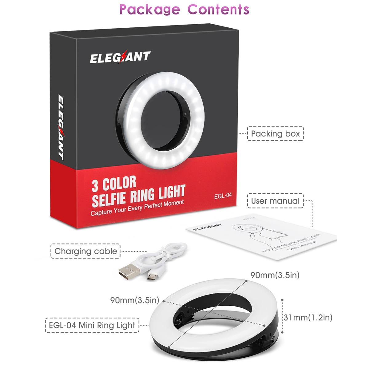 USB Charge 48 LED Selfie Ring Light Mini Circle Mobile Phone Lens Makeup Fill Light Laptop Camera for Smart Phone Photography