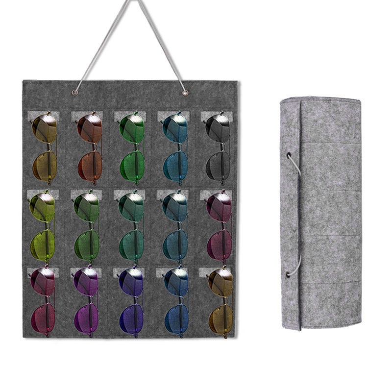 Practical Glasses Organizer Storage Wall Hanging Bag Sunglasses Eyeglass Container Hanging Pouch