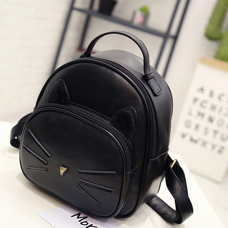 Vrouwen Meisje Rugzak Leuke Kat Baard Reizen Rugzak Rugzak Schooltas 4 Kleur: black