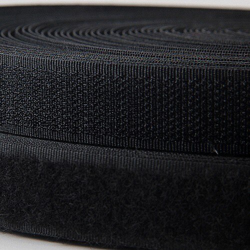 20mm*25 Yard Colorful Velcro Nylon Hook and Loop Tape Adhesive Fastener Sticke No Glue Garment Clothing Sewing Accessories: Black 25yard16mm