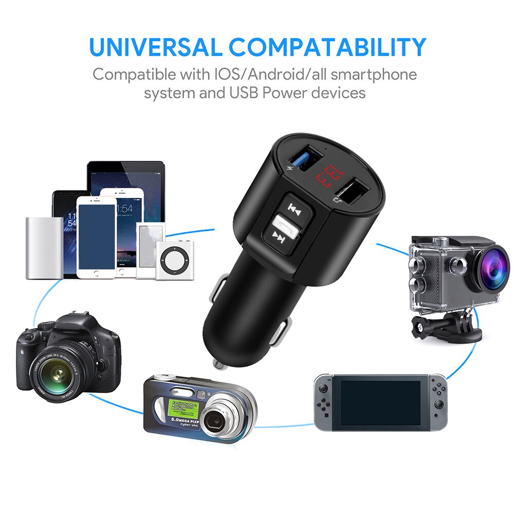 Transmisor FM con Bluetooth 5,0 para coche receptor de Audio manos libres inalámbrico, reproductor de MP3 3.1A automático, Cargador rápido USB Dual, accesorios para coche