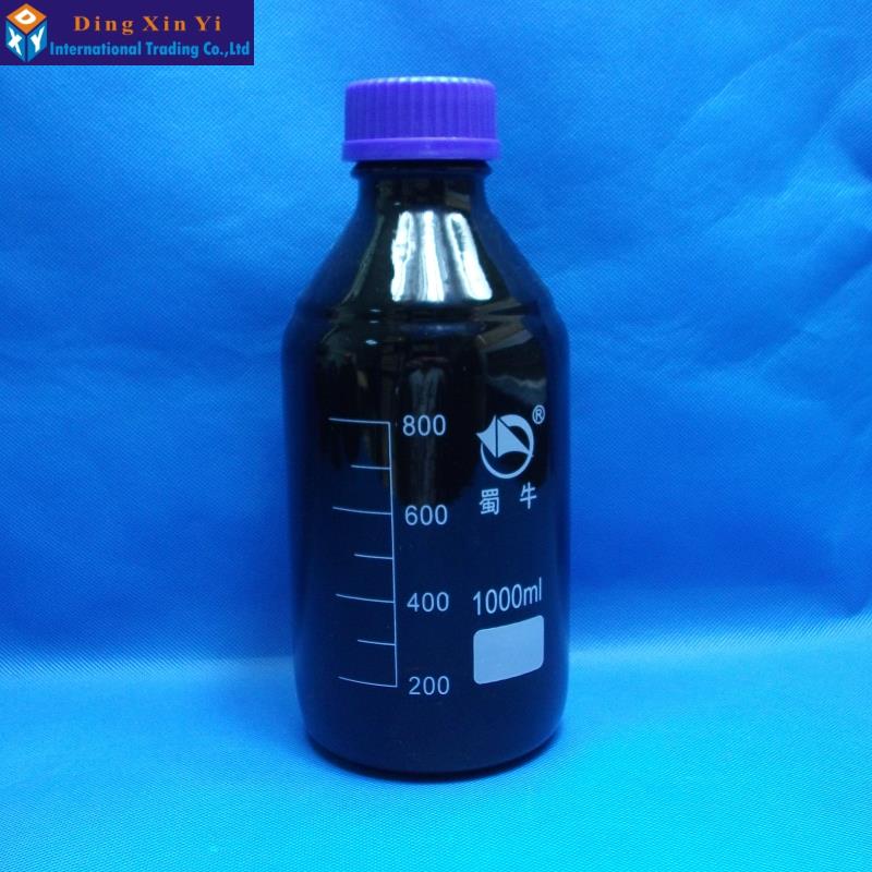 1000ML amber glass reagent bottle with blue screw cap laboratory reagent bottle lab glassware