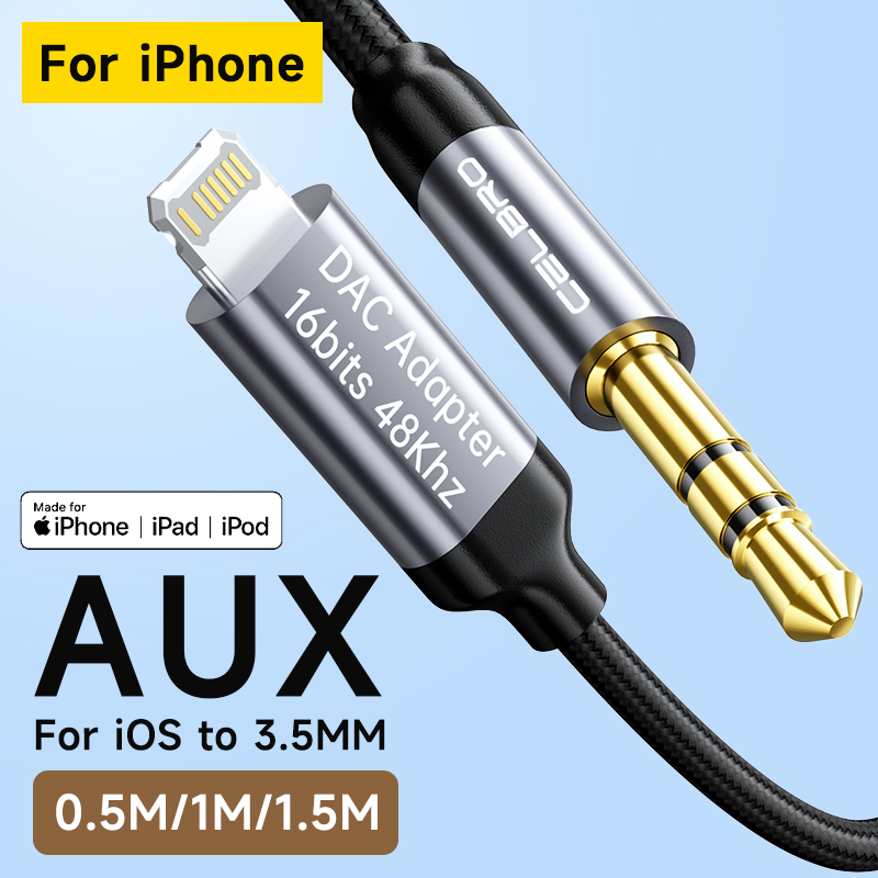 Do iPhone 15 Adapter audio Aux do iOS do 3,5 mm Jack Kabel Złącze Rozgałęźnik Do Apple 14 13 12 11 Pro max plus Głośnik samochodowy