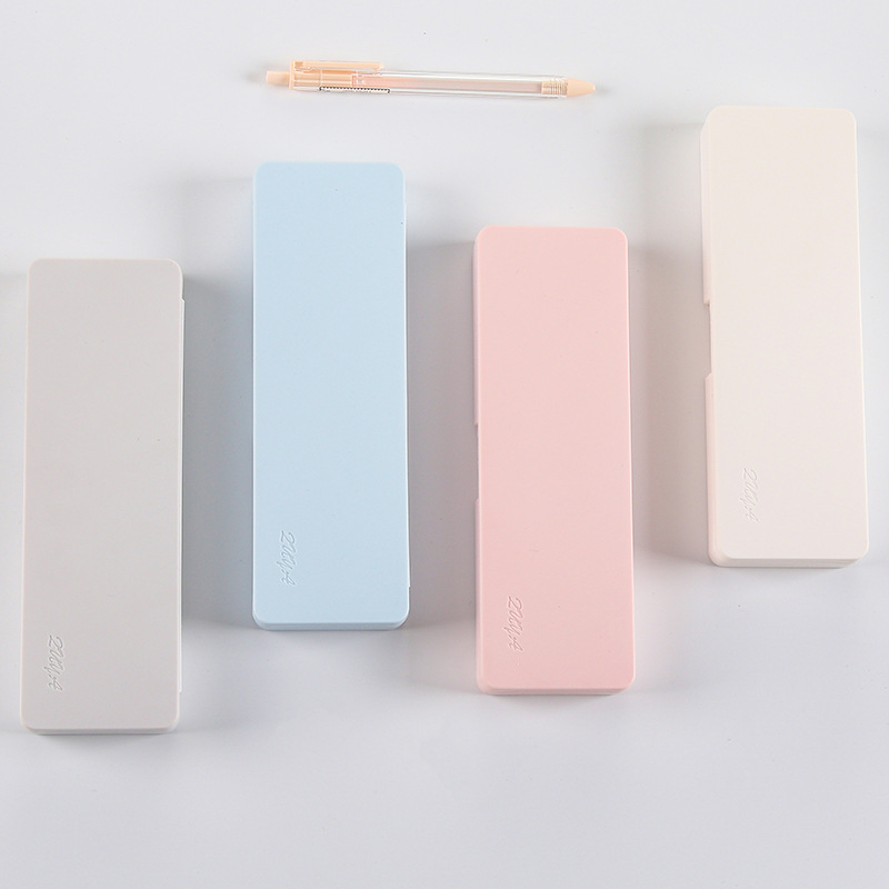 Small fresh Macaron Color Frosted Pencil Box Kawaii high-capacity Pencil box cute desktop Storage Box School supplies