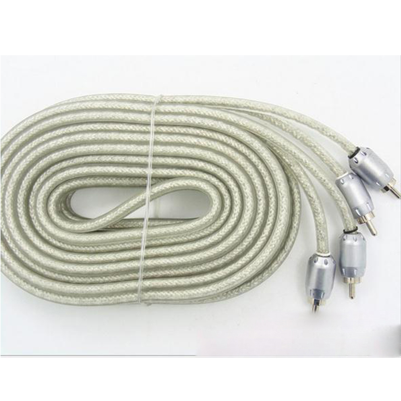 5 m Wit Zuiver koper metalen dubbele afgeschermde kabel Kabel Converter versterker subwoofer