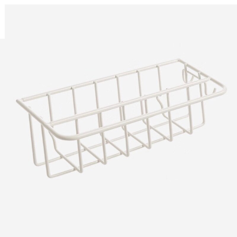 Zelfklevende Ijzer Sink Rag Rekken Wall Mounted Spons Afvoer Opslag Planken Rekken Aanrecht Accessoires Badkamer Organizer: WHITE