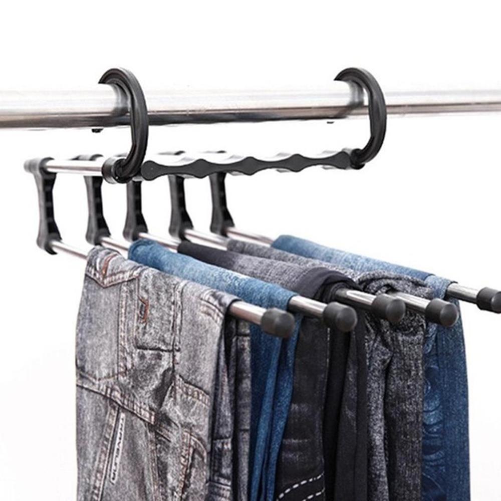 Colgador de ropa de acero inoxidable para adultos, Perchero de plástico ABS, duradero, para bufanda y pantalones, retráctil, Ahorrador de espacio, blanco y negro