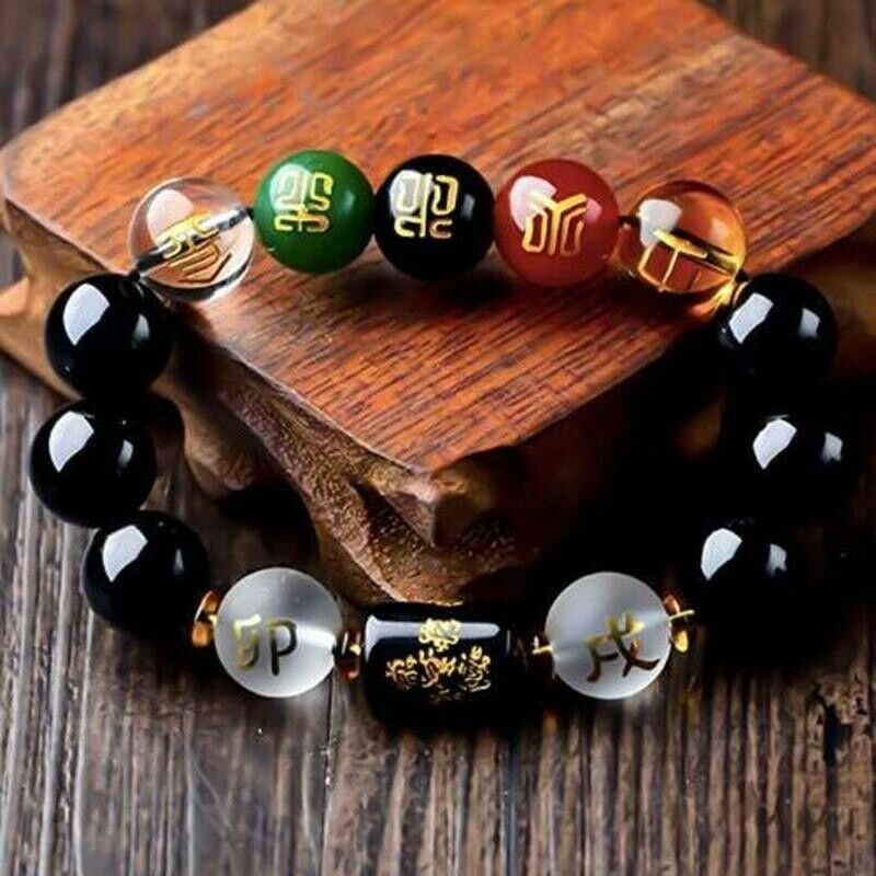 Feng Shui Obsidiaan Vijf-Element Rijkdom Porsperity Armband Trekken Rijkdom Geluk Met Doos