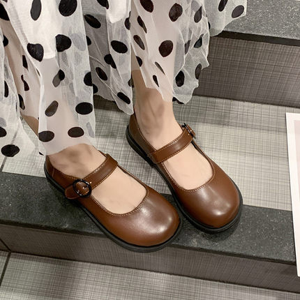 Petit japonais chaussures en cuir femmes anglais printemps étudiant collège Style rétro Mary Jane chaussures soeur souple basique Jk uniforme Sho: 1 / 35