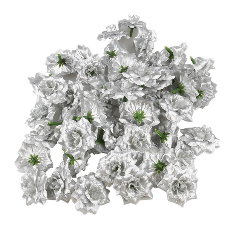 50pcs Silk Rose Flower Heads Artificial Flowers Wedding Decoration Simulation Flower Home Decor For Scrapbooking Handicraft: 2