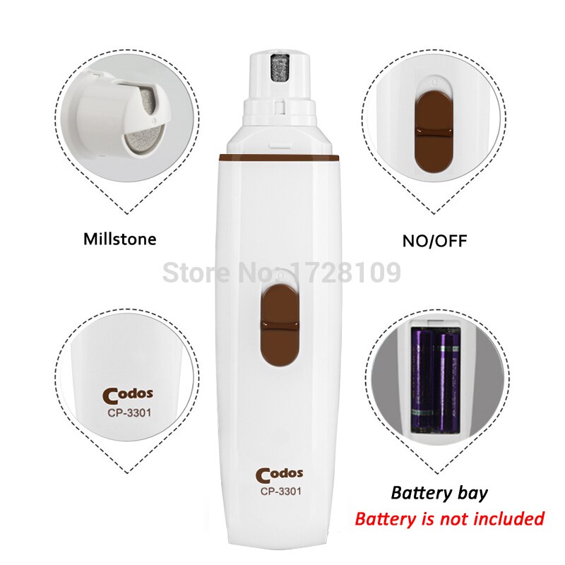 Codos  cp3301 elektrische hondennagelverzorgingstool, nagelvijl, nagelvijl voor huisdieren, automatische pedicure-apparaten voor honden en katten