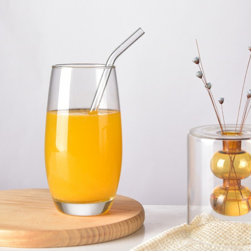 Glas Rietjes Clear Gebogen Herbruikbare Stro Voor Smoothies Essentiële Oliën Met Reinigingsborstel Stro Set