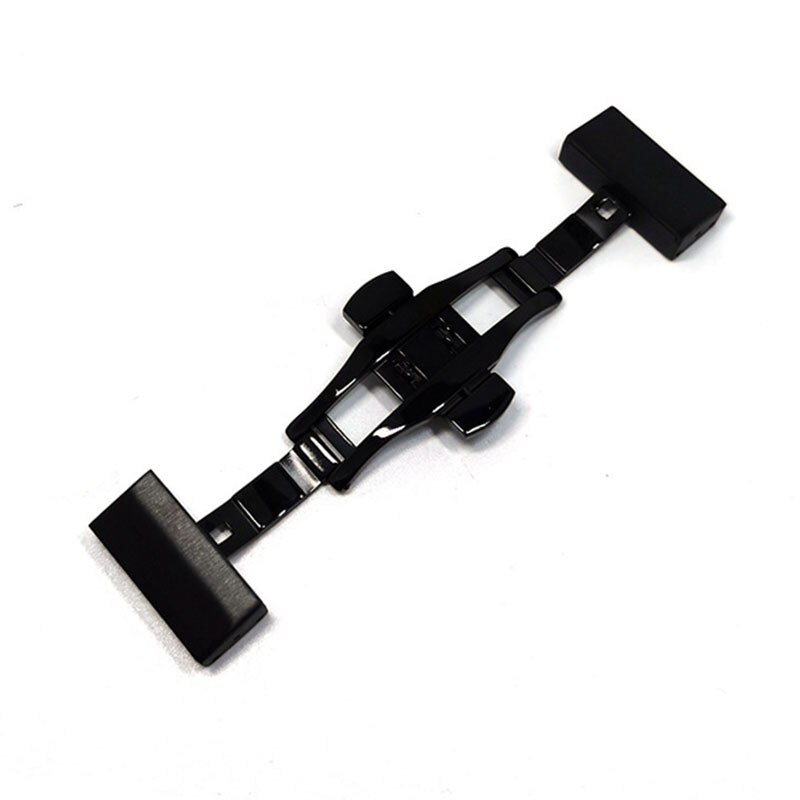 Horloge Vlinder Gesp Turtle Back Gesp Universele Oren Roestvrijstalen Band Fold Gesp Sluiting 18Mm 20Mm 22Mm: Black-18mm