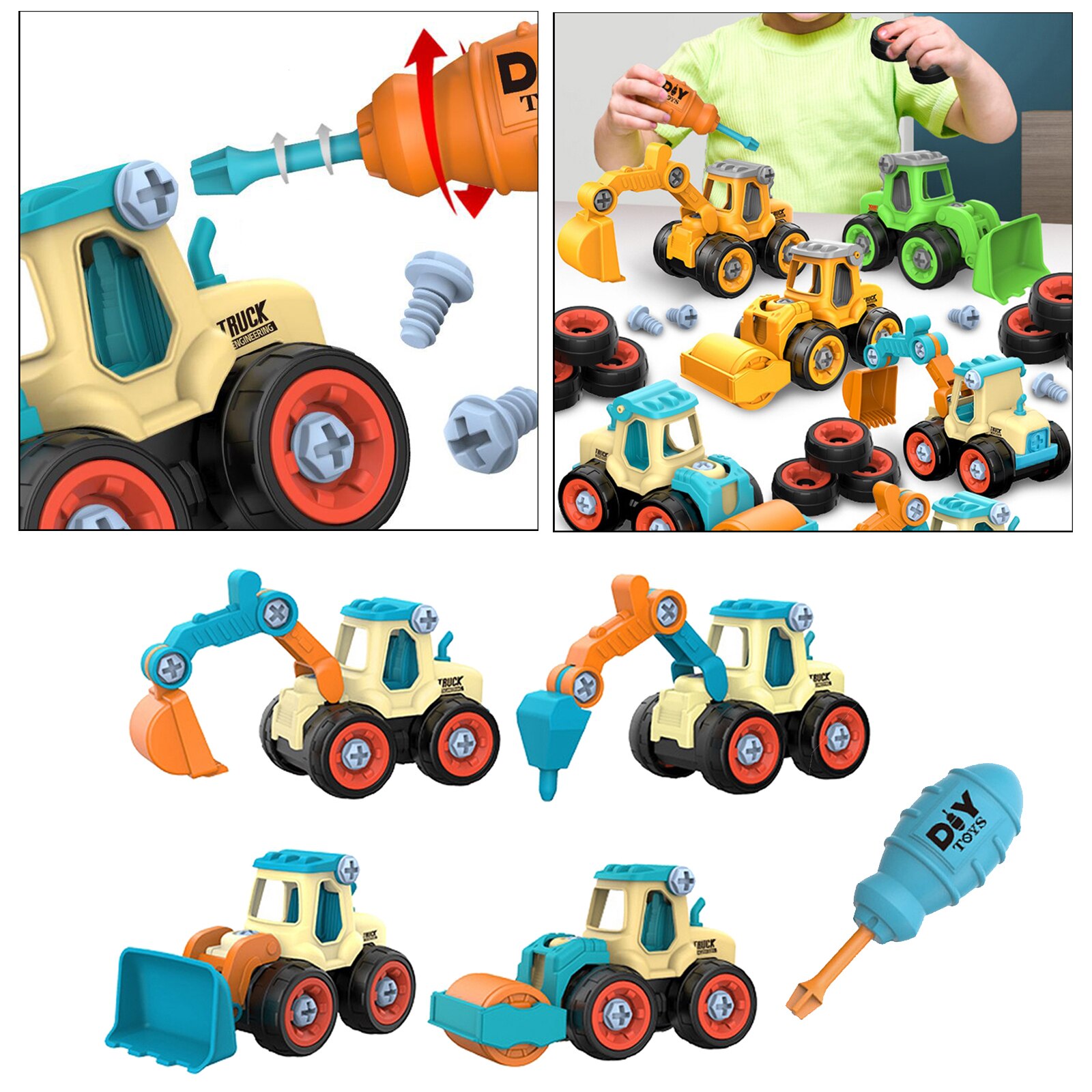 4x Creatieve Laden Lossen Techniek Vrachtwagen Onderwijs Speelgoed Model Voor Jongen