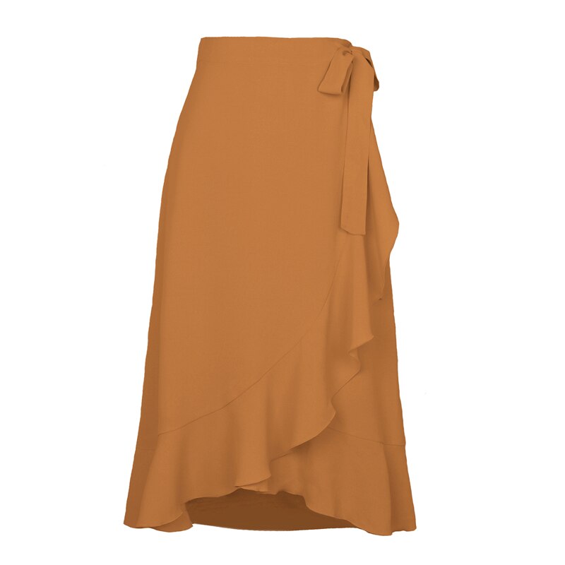 Sexy Zomer Wrap Rok Strand Lange Rok Hoge Taille Split Solid Ruches Vrouwen Jurk Party Casual Rokken Mujer Faldas Saias mulher: S / Khaki