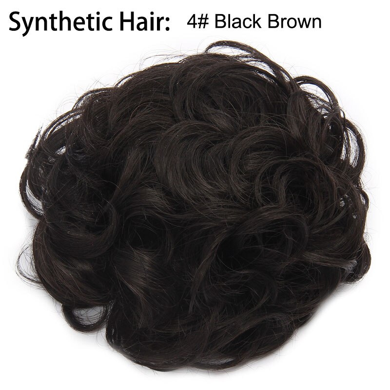 Extension capillaire Chignon élastique bouclée, Postiche Afro à Clip, Postiche Chignon synthétique, coiffure décoiffée, coiffure pour mariage, Q7: 4