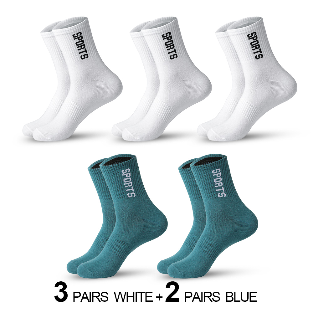 5 paar lente zomer winter heren sportsokken vrije tijd zweetabsorberend comfortabele dunne ademende sokken heren basketbal meias: LIGHT BLUE