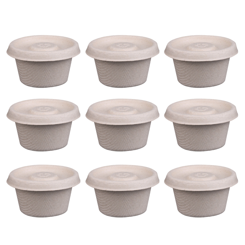 50pcs 2oz Disposable Condiment Cups Degradable Paper Salad Takeout Box Eco-friendly Doggy Boxes with Paper Lid