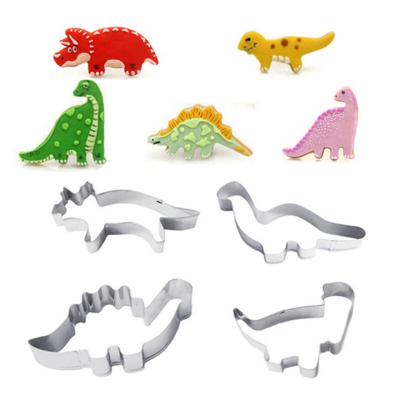 4 stks/set Rvs Dinosaur Animal Fondant Cake Cookie Biscuit Cutter Decorating Mould Pastry Bakken Tools Modus