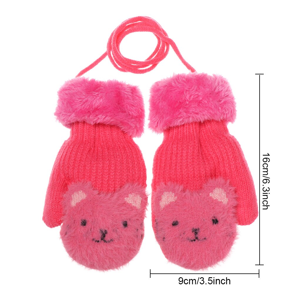 Guantes elásticos de punto gruesos y cálidos para niños de 2 a 7 años, con bonitos dibujos animados, para invierno