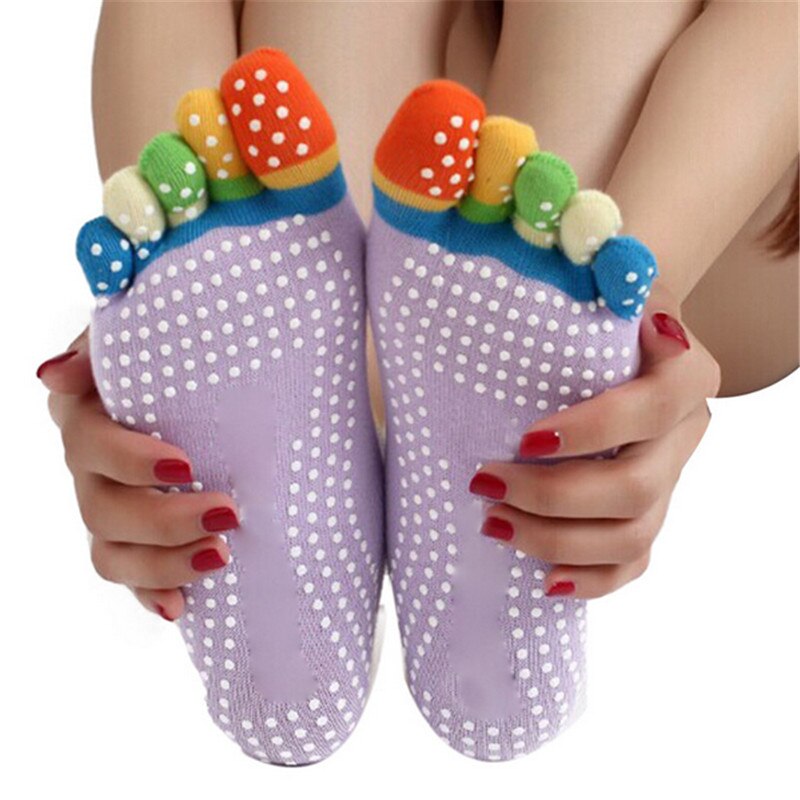 Women&#39;s Five Fingers Cotton Socks 5 Pairs/Lot Colorful Funny Toe Socks Ladies Breathable Anti-skid Pilates Massage Socks