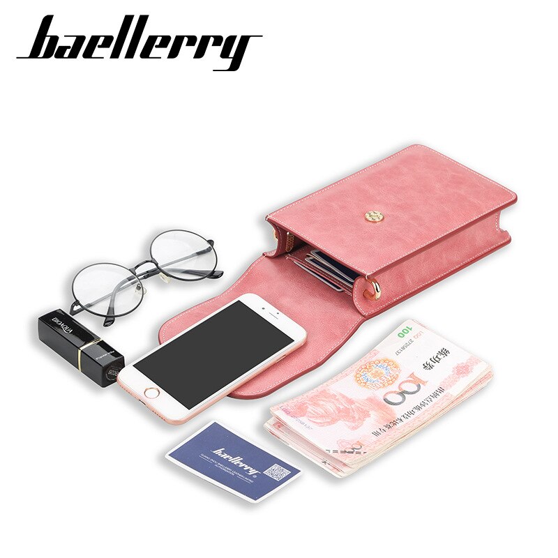 Baellerry – pochette pour téléphone portable femme, sacoche, porte-cartes, pochette ouverte pour dames, portefeuille en cuir souple