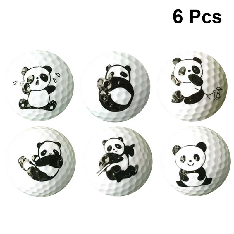 6pcs Cartoon Panda Golf Ball Portable Soft Durable Training Ball Golf Ball Golf Practice Ball for Outdoor Outside Home