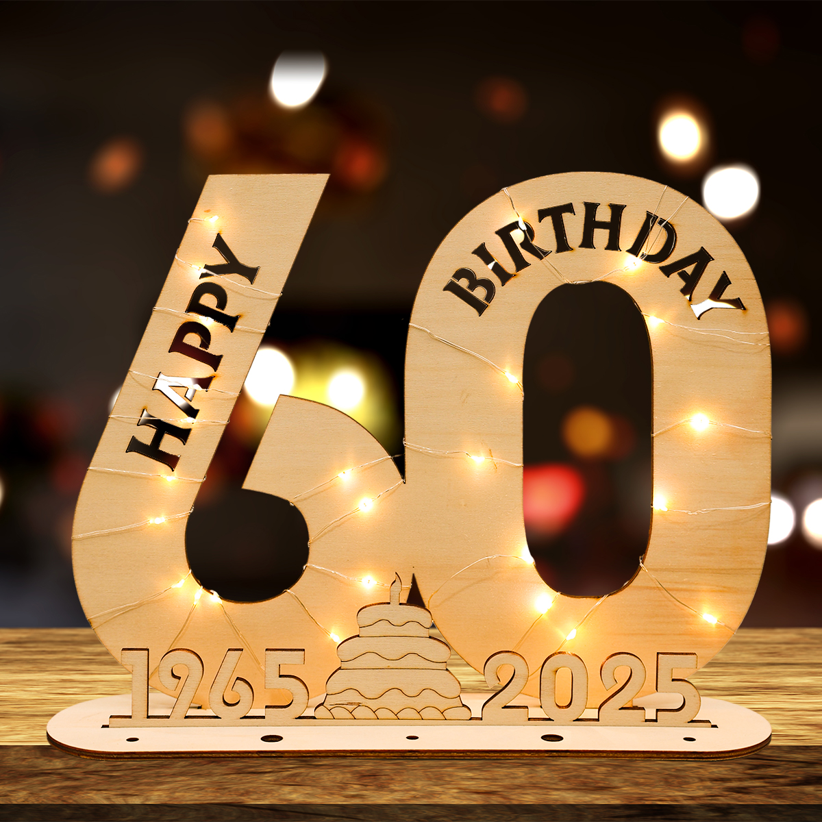 Numeri portato in legno con luci Insegna fai-da-te illuminata per artigianato artistico Decorazioni per feste di compleanno fai-da-te di età 18 30 40 50 60 Decorazioni in legno