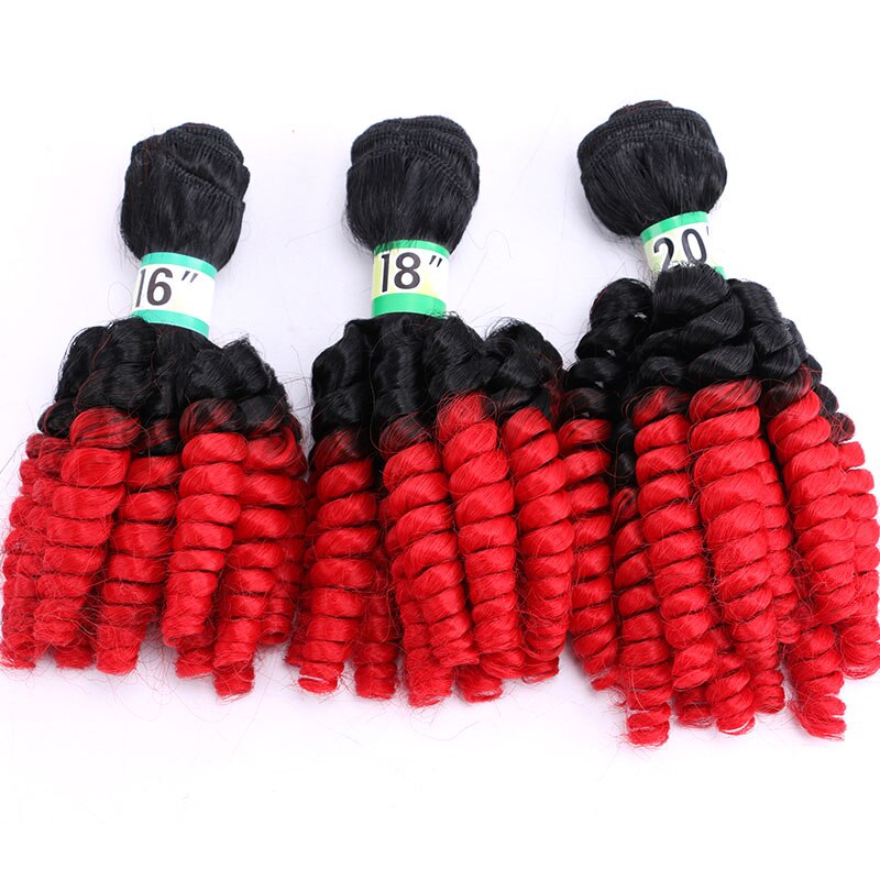 Synthetic Afro Ombre spring twist hair bundles extension 3 pieces one lot hair weaving for full head hair Dream ice’s: T1B/Red