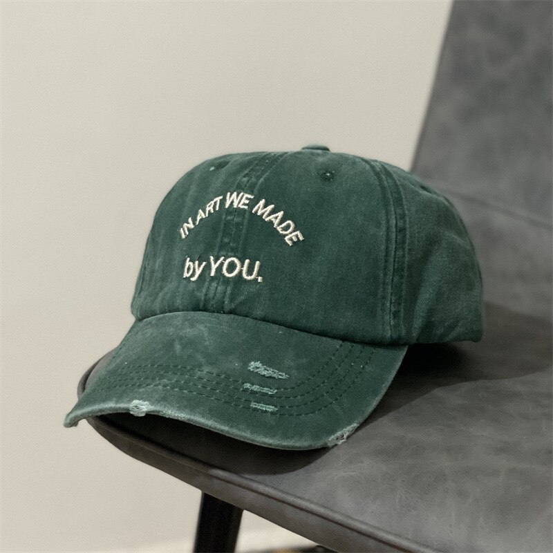 Casquette de Baseball avec lettres brodées pour femme, décontractée, style sauvage, avec visage, Version coréenne, avec trou pour le haut souple, Hip-hop: green