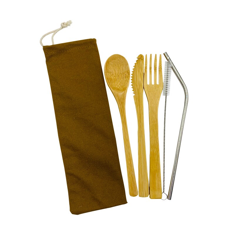 Vaisselle Portable biologique, vaisselle réutilisable, ensemble de vaisselle biodégradable, ustensiles de cuisine en bois de Camping, couverts de voyage en bambou