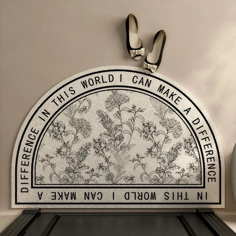 Semicircular Flower Doormat Anti-slip Cuttable Coil Floor Mat Suitable for Home Kitchen Entrance Home Floor Decoration: 500mm x 1200mm / Light Grey