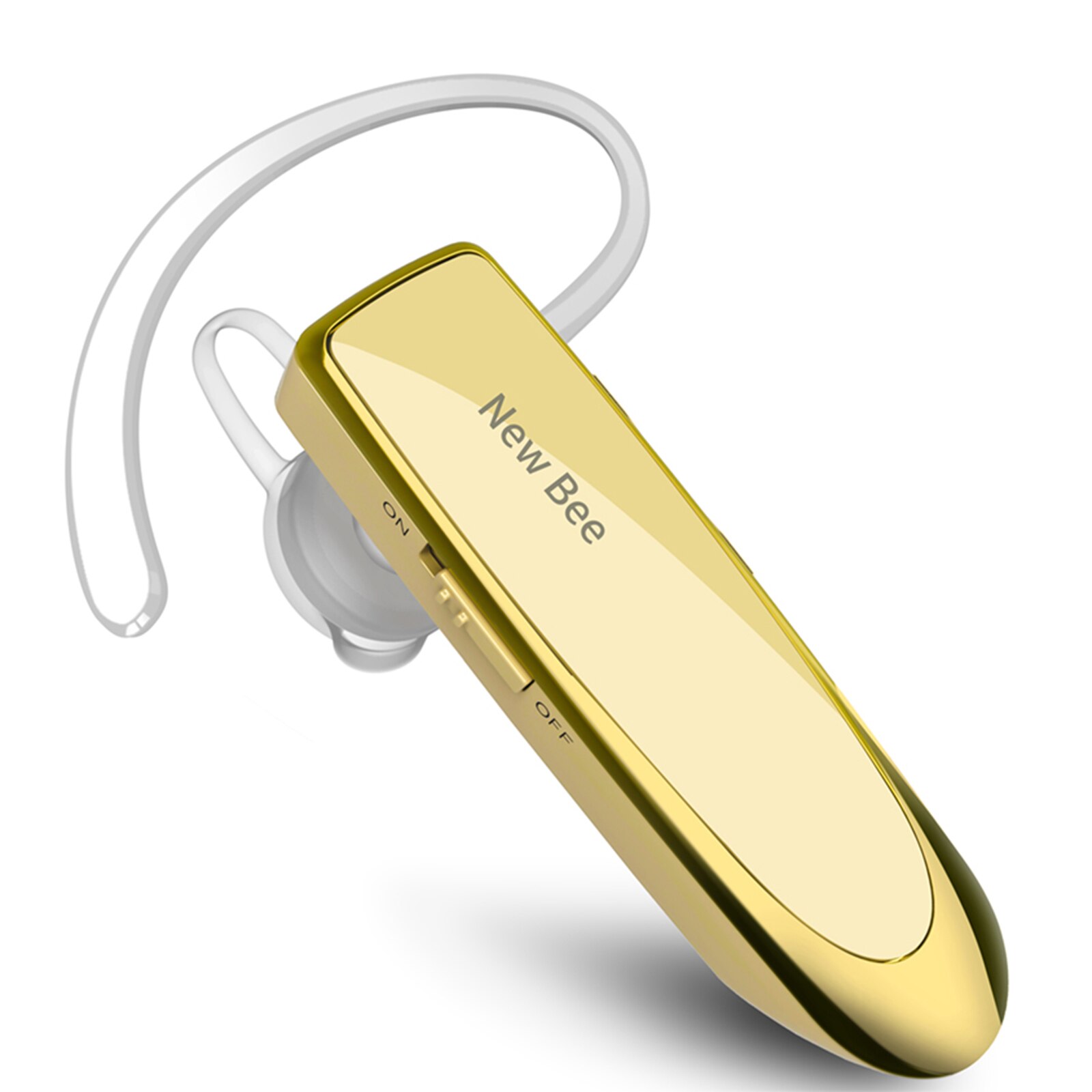 NEWBEE Einzel-ohr Drahtlose Bluetooth Headset Kopfhörer Lärm abbrechen Mic Sport Kopfhörer Hände-Freies Ohrhörer für Büro Fahren: gold