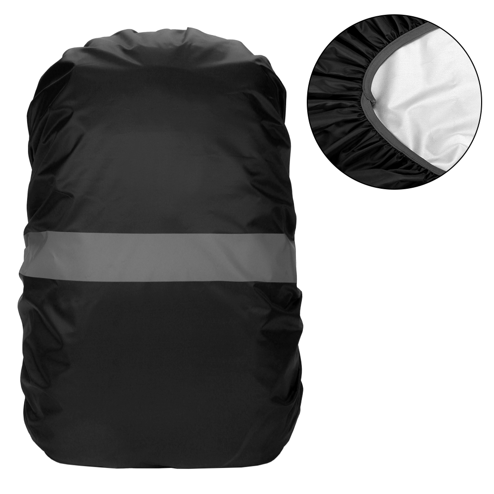 Women Men Waterproof Bag Rain Cover Backpack Cover with Reflective Strip For Cycling Camping Hiking Mountaineering Black
