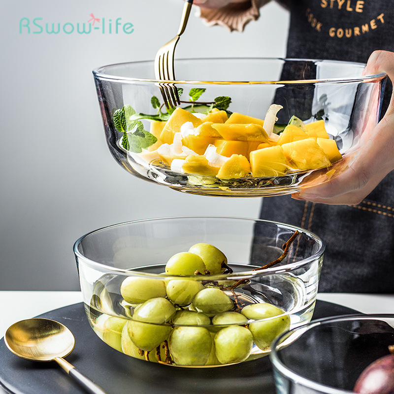 nordisch Stil Kreative transparent Frucht Salat Glas Schüssel Haushalt Nachtisch Schüssel Abendessen Tiefe Platte Gerichte Küche Liefert Runde