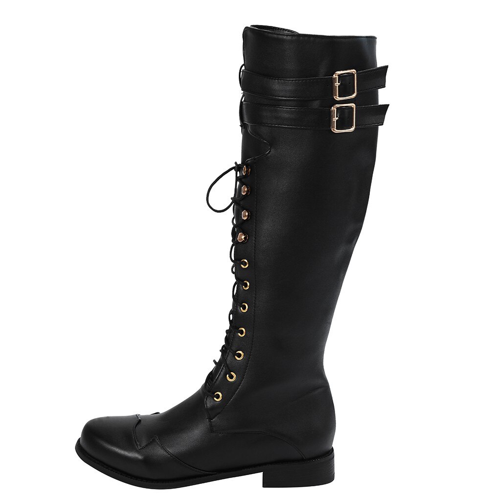 Herre retro cool snøre støvletter mandlige sko vinter lang western under knæ ridder stil klassiske motorcykel støvler botas hombre: Default Title