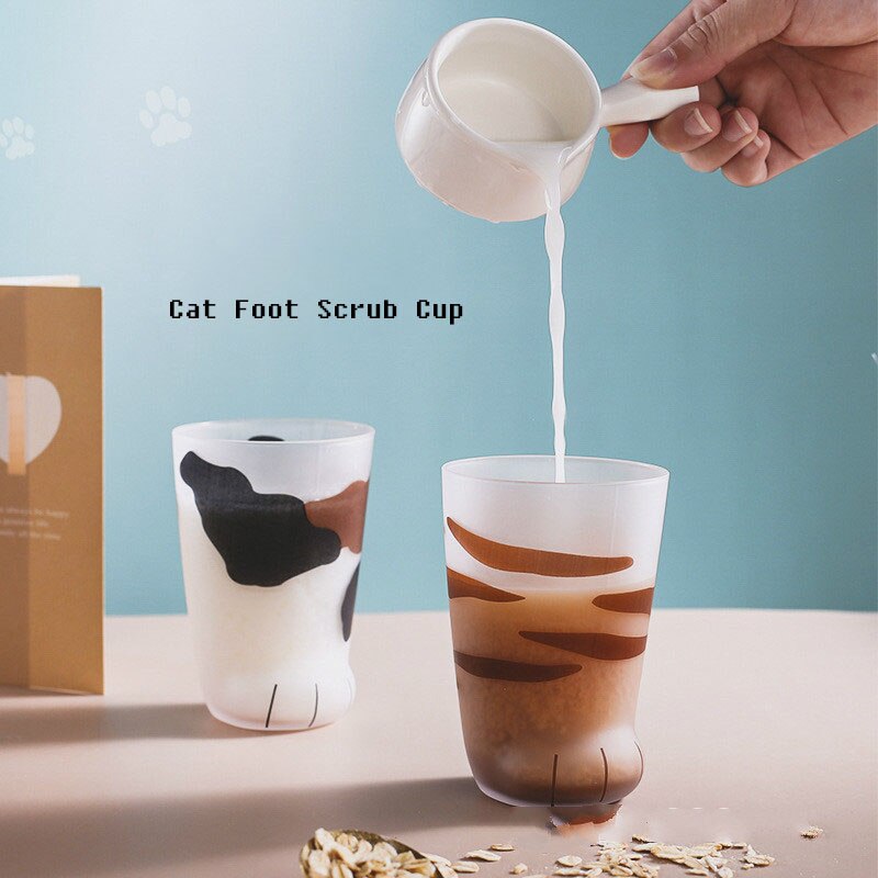 Japanse Kat Poot Cup Glas Frosted Kat Voet Instagram Leuke Creatieve kinderen Ontbijt Glas Melk Cup Zelf Roeren Mok